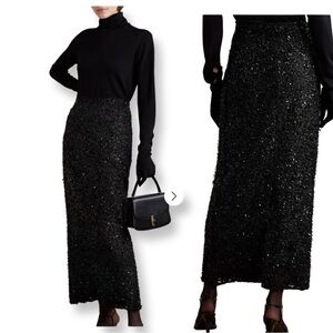 Camille La Vie high-waisted sequinned skirt black Sz US 8